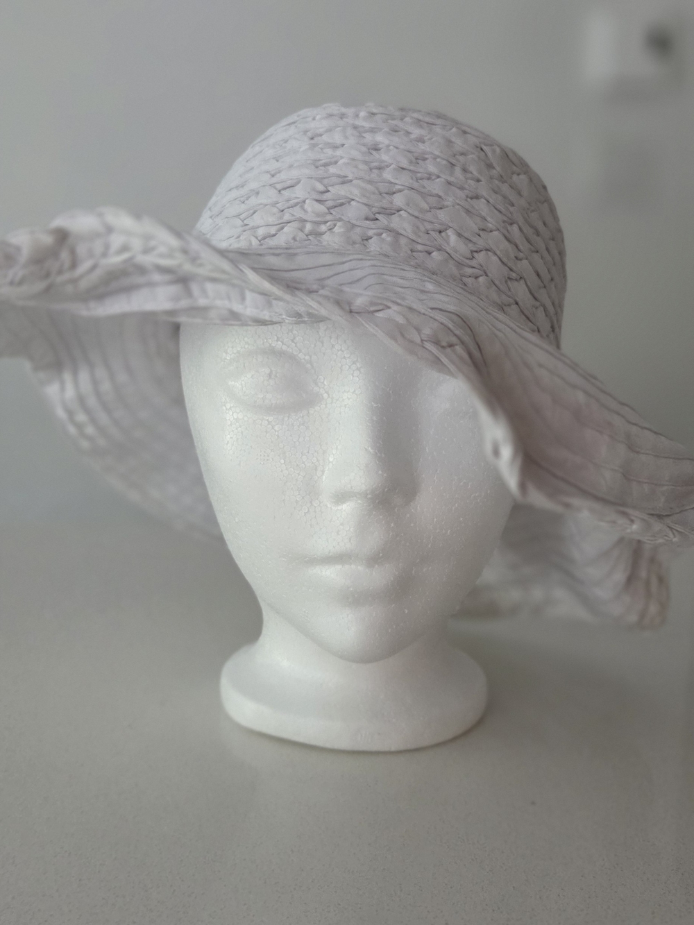 La Vie En Rose White Wide Brim Straw-Style Sun Hat